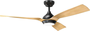 reiga 132CM Ventilador de Techo de Montaje en Barra con Luz y Control Remoto, 3 Palas de Color Roble para Interiores/Exteriores, 6 Velocidades, Interruptor de Temperatura de 3 Colores